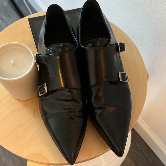 CHRISTIAN DIOR BLACK BUCKLE FLATS. WORN ONCE. LATE 2000S VINTAGE - Picture 1 of 3
